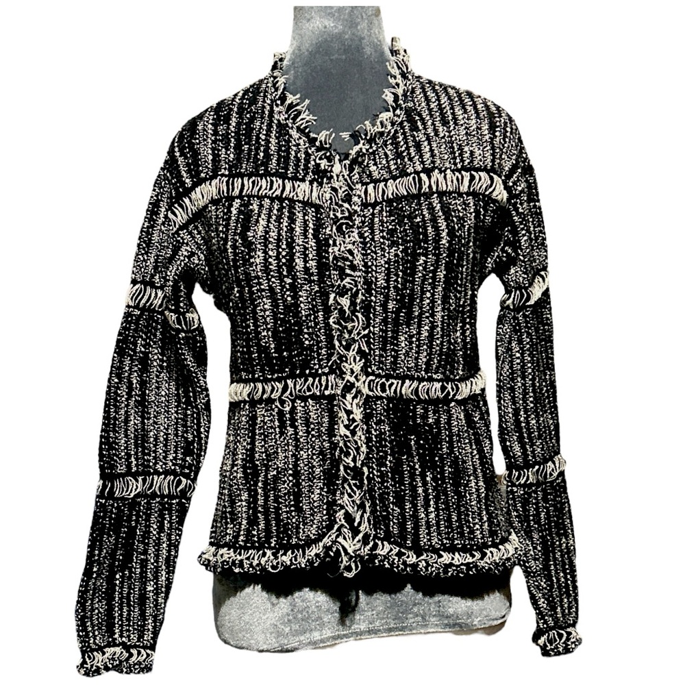 Donna Karen New York sweater jacket with decorative knit detail